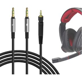 Geekria Audio Cable Compatible with Sennheiser Game One, Game Zero, PC 373D, GSP 350, GSP 500, GSP 600 Headphones Cable, Dual 3.5mm Y Splitter Adapter to 2.5mm Replacement Stereo Cord (5.6ft/1.7m)