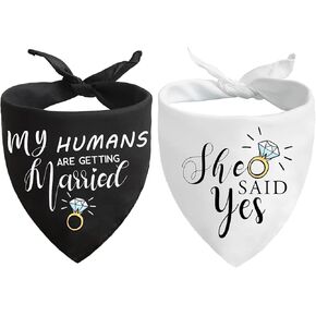 Dad Asked and Mom Said Yes Dog Bandana, Wedding Engagement Photos Bridal Shower Gift Puppy Dog Pet Bandanas, Pet Accessories for Dog Lovers, Maid of Honor Wedding Dog Bandana, Pack of 2