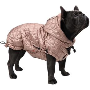Dog Cold Weather Coat, Hooded Winter Jacket for French Bulldog American Bully, Waterproof, Adjustable, Winter Dog Coat, M