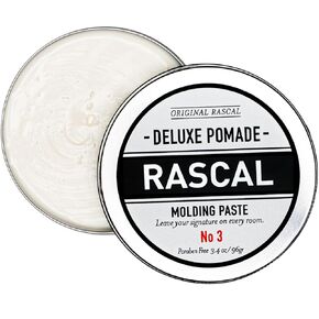 Rascal Deluxe Pomade #3 | Natural Medium Hold and Shine Molding Paste - Beeswax & Mineral Oil, TSA Friendly Container (Pomade No 3, 3.4oz)