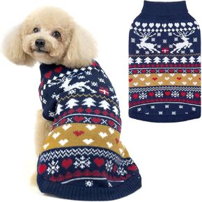 PUPTECK Christmas Dog Sweaters for Cold Weather, Soft Outfit Warm Winter Coat Knitted Dog Clothes for Small Medium Large Doggies Puppy Indoor Outdoor Walking, Colorful Design, Classic