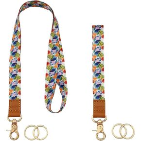 Wrist and Neck Lanyards for Keys ID Badge for Women Teacher Kids, 2 Pieces Cute Lanyards Key Chain Holder with 4 Keychain Rings for Car Keys Wallet Phone (Anchor-A)