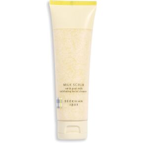 Beekman 1802 Milk Scrub Oat + Goat Milk Exfoliating Cleanser - 3 fl oz - Gently Polishes Skin & Minimizes Look of Pores - Skin Barrier & Biome Safe - Good for Sensitive Skin - Cruelty Free