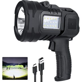 Spotlight Flashlight, 1000,000 Lumens Outdoor Spot Light, LED Rechargeable Spotlight Handheld, 8 Modes with Cob Light, 10800ɱAh, Flashlight for Camping Marine Boating Hunting, IPX6 Waterproof