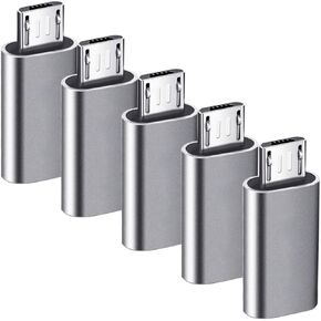 JacobsParts 5pcs USB Type C Female to Micro USB Male Adapter Converter Connector USB-C