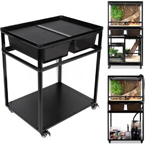 REPTIZOO Reptile Tank Stand Terrarium Cabinet with Breeding Boxs for 36"Wx18"D Reptile Aquarium Terrarium, Stackable Breeding Rack with Rolling Wheels