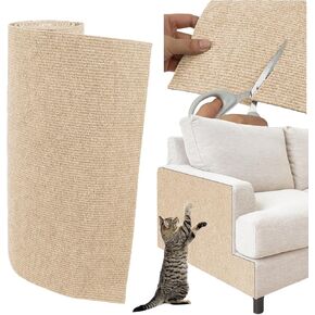 Trimmable Cat Scratcher Mat, 39.4"x15.8" Self-Adhesive Cat Scratching Carpet Pad Replacement for Cat Tree Shelves, Cat Steps and Posts, DIY Cat Scratch Couch Furniture Protector