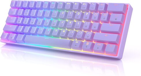 لوحة مفاتيح ميكانيكية للألعاب GK61 - 61 مفتاحًا متعددة الألوان RGB إضاءة خلفية LED بسلك قابل للبرمجة لجهاز الكمبيوتر / ماك جيمر (غاتيرون بصري أحمر، أبيض) in Kuwait