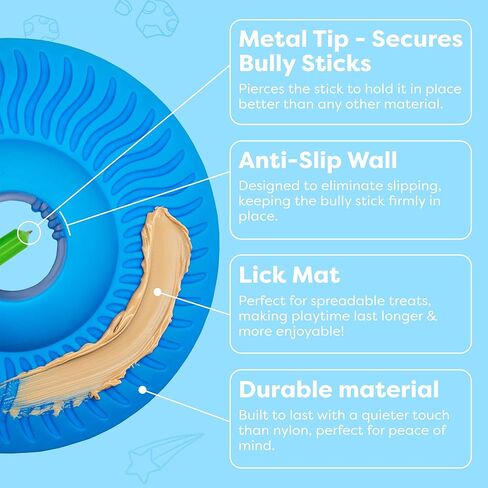 UFO Bully Stick Holder & Lick Mat Safety Device for Dogs - Quiet, Floor-Safe, Durable, Protects Teeth - Long-Lasting, Dishwasher Safe - Prevents Swallowed Ends in Saudi Arabia
