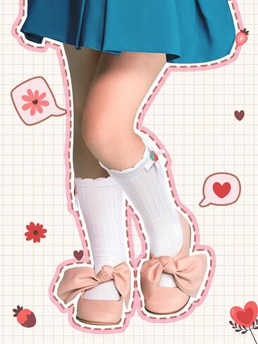 4 Pairs Double Ruffle Lace Trim Cotton Socks Frilly Dress Socks Stylish Candy Colored Girls Lace Socks for Kids (7-12 Years) in Kuwait