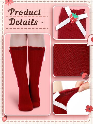 4 Pairs Double Ruffle Lace Trim Cotton Socks Frilly Dress Socks Stylish Candy Colored Girls Lace Socks for Kids (7-12 Years) in Kuwait