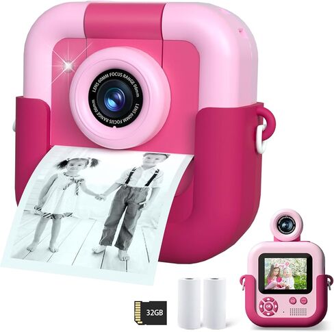Kids Camera Instant Print,Kids Video Camera Instant Print Camera for Kids,Kids Instant Camera with Print Paper & 32G Card,Christams Birthday Gifts for Boys Age 3-12 in Saudi Arabia