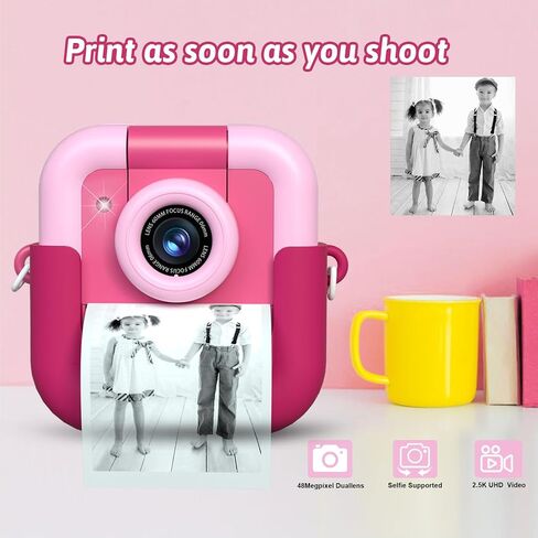 Kids Camera Instant Print,Kids Video Camera Instant Print Camera for Kids,Kids Instant Camera with Print Paper & 32G Card,Christams Birthday Gifts for Boys Age 3-12 in Saudi Arabia