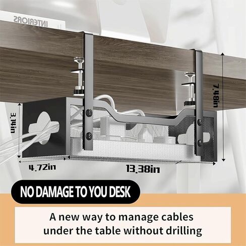 Under Desk Cable Management Tray No Drill Wire Management Rack Desk Cable Tray with Wire Organizer and Desk Cord Organizer in Saudi Arabia