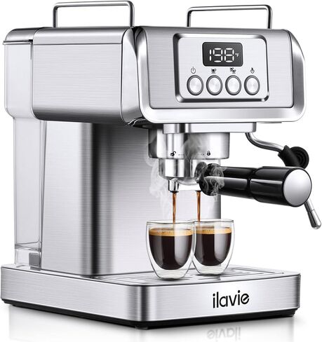 ماكينة اسبريسو 20 بار، ماكينة صنع الاسبريسو الاحترافية للكابتشينو مع رغوة الحليب بالبخار، ماكينة قهوة اسبريسو من الفولاذ المقاوم للصدأ مع خزان مياه قابل للإزالة 61oz، للمكتب المنزلي والأب والأم in Kuwait