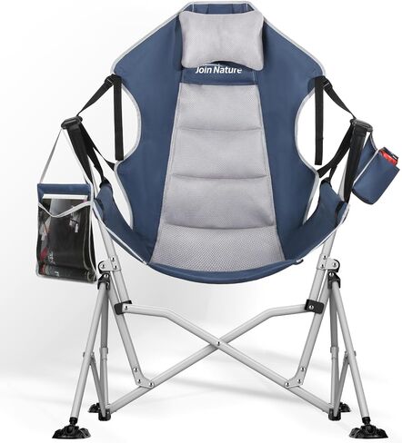 Hammock Camping Chair for Campsite, Lawn, Backyard, Patio, Folding Swing Chair with Adjustable Backrest, Lumbar Support & 3D Mesh Padded Headrest, Easy-Fold Design, Support 400LBS (Black) in Saudi Arabia