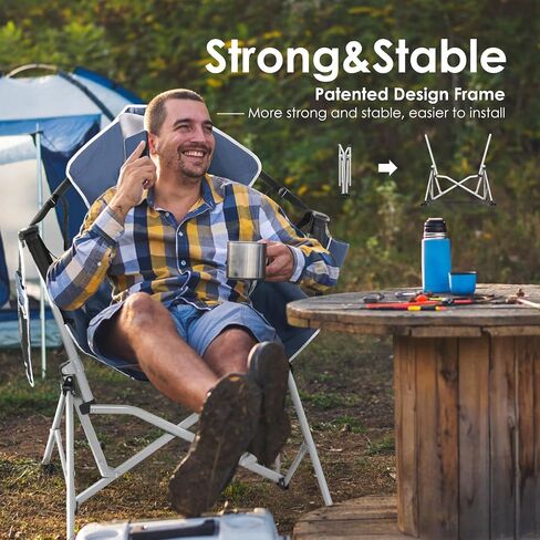Hammock Camping Chair for Campsite, Lawn, Backyard, Patio, Folding Swing Chair with Adjustable Backrest, Lumbar Support & 3D Mesh Padded Headrest, Easy-Fold Design, Support 400LBS (Black) in Saudi Arabia
