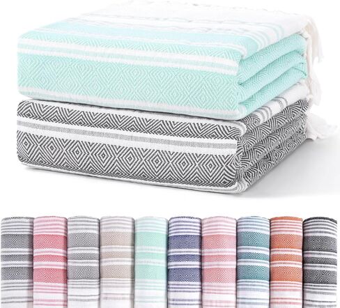2 Pack Extra Large Picnic Blankets Outdoor Turkish Beach Towels Camping Throw Blankets Lightweight Car Essentials Glamping Tent Gear Must Haves Outside Festival Hiker Equipment Hiking Supplies in Saudi Arabia