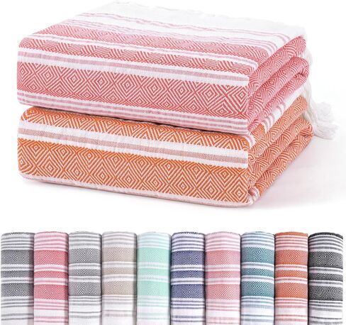 2 Pack Extra Large Picnic Blankets Outdoor Turkish Beach Towels Camping Throw Blankets Lightweight Car Essentials Glamping Tent Gear Must Haves Outside Festival Hiker Equipment Hiking Supplies in Saudi Arabia