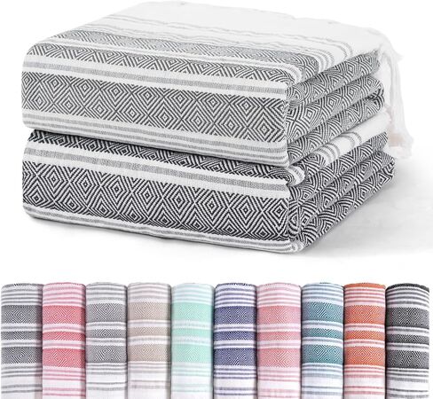 2 Pack Extra Large Picnic Blankets Outdoor Turkish Beach Towels Camping Throw Blankets Lightweight Car Essentials Glamping Tent Gear Must Haves Outside Festival Hiker Equipment Hiking Supplies in Saudi Arabia