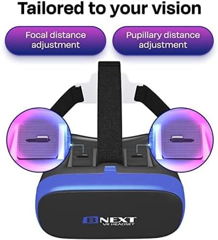 VR Headset Compatible with iPhone & Android - Universal Virtual Reality Goggles for Kids and Adults - Cell Phone VR Headset (Blue) in Saudi Arabia