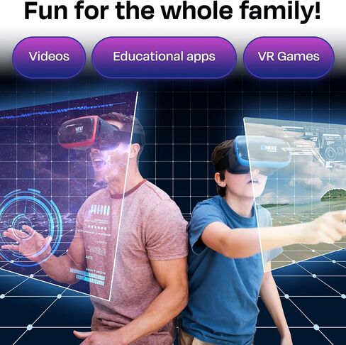 VR Headset Compatible with iPhone & Android - Universal Virtual Reality Goggles for Kids and Adults - Cell Phone VR Headset (Blue) in Saudi Arabia