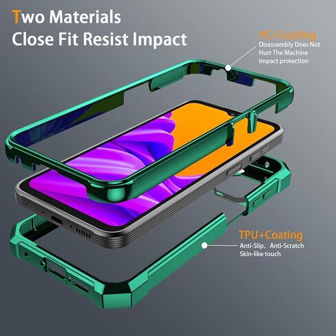 for Samsung Galaxy Xcover 6 Pro Phone Case + Tempered Glass Screen Protector,Electroplated PC Front Frame Soft TPU Transparent Back Cover,Lmpact Airbags Protective Case Cover for 6 Pro (Green) in Kuwait