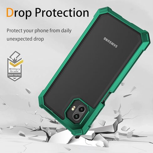 for Samsung Galaxy Xcover 6 Pro Phone Case + Tempered Glass Screen Protector,Electroplated PC Front Frame Soft TPU Transparent Back Cover,Lmpact Airbags Protective Case Cover for 6 Pro (Green) in Kuwait