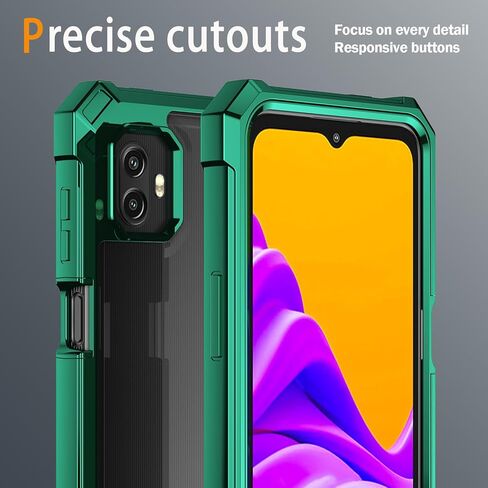 for Samsung Galaxy Xcover 6 Pro Phone Case + Tempered Glass Screen Protector,Electroplated PC Front Frame Soft TPU Transparent Back Cover,Lmpact Airbags Protective Case Cover for 6 Pro (Green) in Kuwait