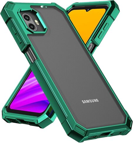 for Samsung Galaxy Xcover 6 Pro Phone Case + Tempered Glass Screen Protector,Electroplated PC Front Frame Soft TPU Transparent Back Cover,Lmpact Airbags Protective Case Cover for 6 Pro (Green) in Kuwait