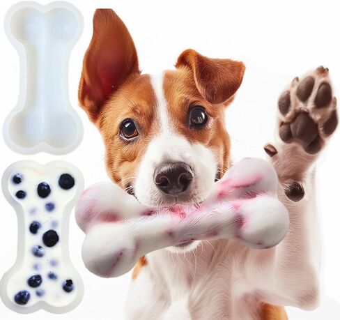 Bone Shape Edible Dog Chew Toys Making Silicone Molds, DIY Flavors for All Size Dogs. Food Grade Large Bone Ice Cube Molds for Dog Cooling, Dog Birthday Cake Maker. Dog Treat Molds 2 Pack in Saudi Arabia