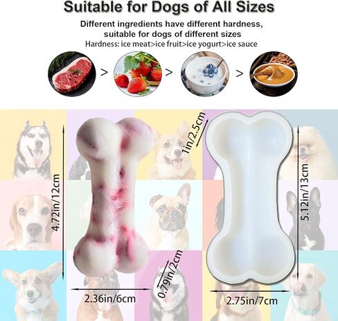 Bone Shape Edible Dog Chew Toys Making Silicone Molds, DIY Flavors for All Size Dogs. Food Grade Large Bone Ice Cube Molds for Dog Cooling, Dog Birthday Cake Maker. Dog Treat Molds 2 Pack in Saudi Arabia