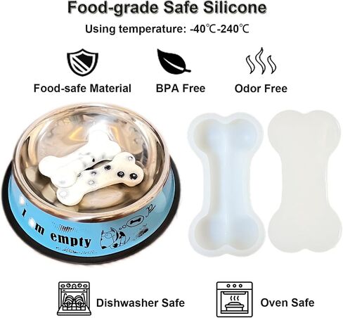 Bone Shape Edible Dog Chew Toys Making Silicone Molds, DIY Flavors for All Size Dogs. Food Grade Large Bone Ice Cube Molds for Dog Cooling, Dog Birthday Cake Maker. Dog Treat Molds 2 Pack in Saudi Arabia
