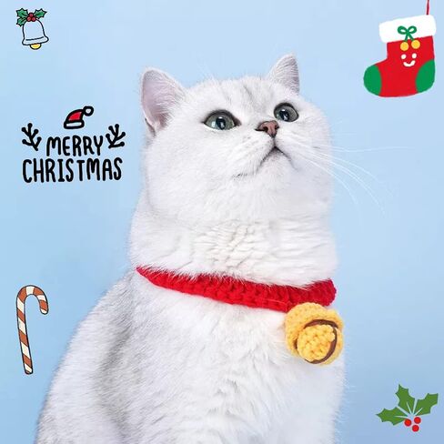 Cat Dog Christmas Costume Pet Scarf Outfit, Xmas Cat Clothes Collar, Christmas Necklace Scarf, Soft and Cute Apparel for Cats and Puppy, Funny Christmas Pet Dress Up in Saudi Arabia