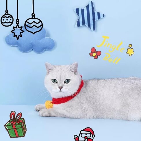 Cat Dog Christmas Costume Pet Scarf Outfit, Xmas Cat Clothes Collar, Christmas Necklace Scarf, Soft and Cute Apparel for Cats and Puppy, Funny Christmas Pet Dress Up in Saudi Arabia