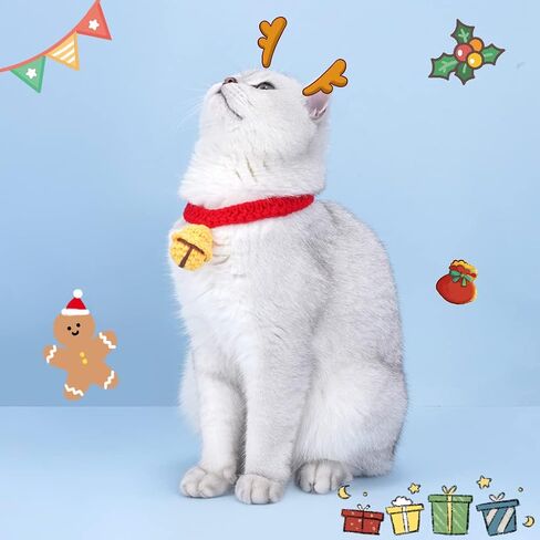 Cat Dog Christmas Costume Pet Scarf Outfit, Xmas Cat Clothes Collar, Christmas Necklace Scarf, Soft and Cute Apparel for Cats and Puppy, Funny Christmas Pet Dress Up in Saudi Arabia