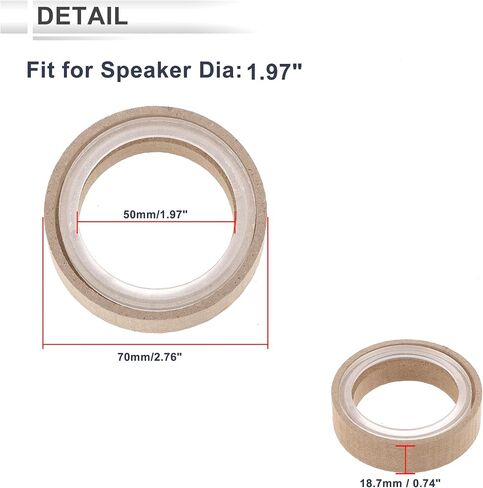 2 Set Universal Speaker Spacer Ring Tweeter Speaker Spacer Adator Waterproof for 1.97" with Acrylic Washers Brown Wood in Saudi Arabia