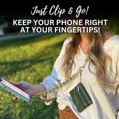 Clip & Go Phone Chain and Pouch (Hot Pink - Pink Pouch) – Stylish Phone Holder with Wallet, Hands-Free Carrying and Adjustable Crossbody Chain in Saudi Arabia