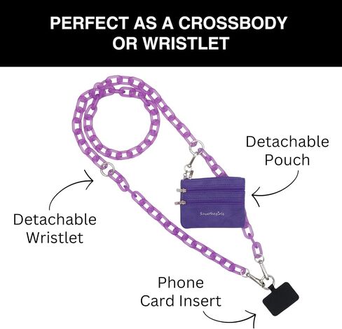 Clip & Go Phone Chain and Pouch (Hot Pink - Pink Pouch) – Stylish Phone Holder with Wallet, Hands-Free Carrying and Adjustable Crossbody Chain in Saudi Arabia