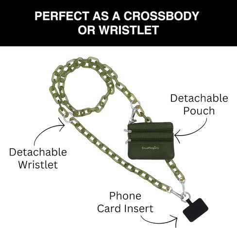 Clip & Go Phone Chain and Pouch (Hot Pink - Pink Pouch) – Stylish Phone Holder with Wallet, Hands-Free Carrying and Adjustable Crossbody Chain in Saudi Arabia