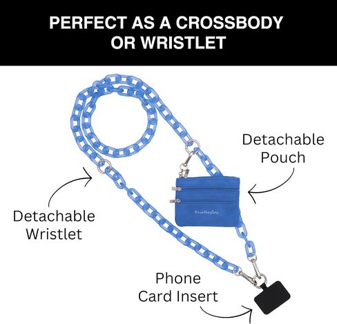 Clip & Go Phone Chain and Pouch (Hot Pink - Pink Pouch) – Stylish Phone Holder with Wallet, Hands-Free Carrying and Adjustable Crossbody Chain in Saudi Arabia