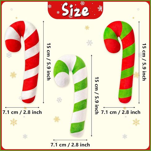 MALLMALL6 3Pcs Christmas Candy Cane Catnip Toys Gift for Cat, Indoor Cat Chew Bite Kick Plush Catmint Pet Toys Supplies for Cat Lover Xmas Gifts, Cute Interactive Cat Toy for Pet Presents (Tricolor) in Kuwait