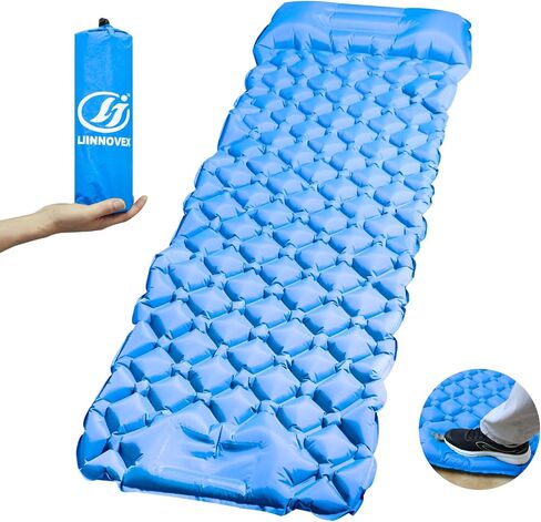 Self Inflating Sleeping Pad for Camping, Ultralight Backpacking Sleeping Mat with Built-in Foot Pump and Pillow, Lightweight Camping Air Mattress, Ideal for Travel, Hiking, and Tents(Green) in Saudi Arabia