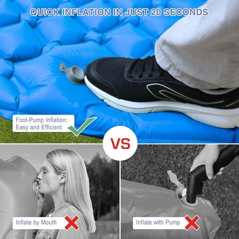 Self Inflating Sleeping Pad for Camping, Ultralight Backpacking Sleeping Mat with Built-in Foot Pump and Pillow, Lightweight Camping Air Mattress, Ideal for Travel, Hiking, and Tents(Green) in Saudi Arabia