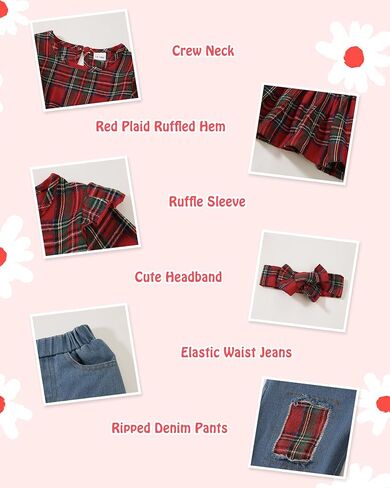 Mioglrie Toddler Baby Girl Clothes 2T 3T 4T 12 18 24 Months Toddler Fall Winter Girls Outfit Jeans Pants Clothing Set in Saudi Arabia
