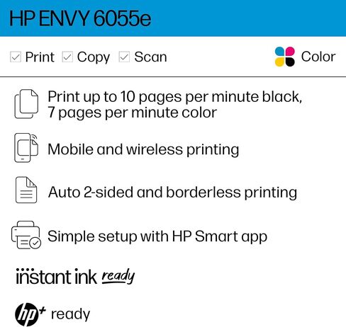 HP Envy 6155e Wireless All-in-One Color Inkjet Printer, Portobello, Print, scan, Copy, Duplex Printing Best-for-Home, 3 Months of Ink Included (714L5A) in Saudi Arabia