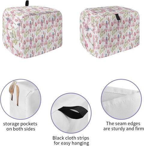 2 Slice Toaster Cover, Bread Machine Cover Retro Turquoise Flowers Butterfly Dragonfly Country Style Kitchen Appliance Dust Cover Top Handle Fingerprint Protection Lightweight Kitchen Toaster Cover in Saudi Arabia