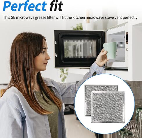 WB02X11534 بدائل مرشح الشحوم الميكروويف لشركة GE لفرن الميكروويف تدابير مرشح الشحوم الألومنيوم 12 طبقة لاستبدال مرشح الميكروويف GE 2-حزمة مرشحات شبكة الألومنيوم الميكروويف in Kuwait