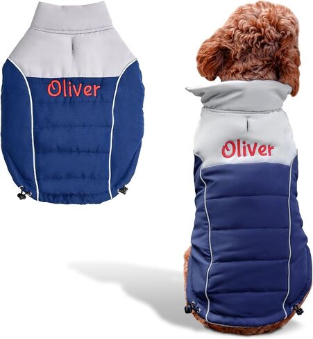 GoTags Dog Puffer Coat Vest, Personalized Cold Weather Puffy Vest with Custom Embroidered Pet Name, Warm Dog Clothes for Winter for Large Small Medium XS Dogs (Bright Red, XXXL) in Saudi Arabia
