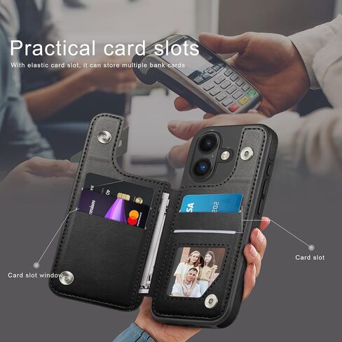 متوافق مع محفظة iPhone 16، حافظة حامل البطاقات مع [واقيان للشاشة] غطاء فوليو مع [جلد يحجب RFID] حافظات رجالية مقاومة للصدمات مقاس 6.1 بوصة لهاتف Apple 16 بني فاتح in Kuwait